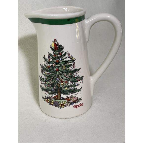Vintage Spode Christmas Tree Pitcher Vase Teleflora Gift 32 Oz 7in - Picture 1 of 7